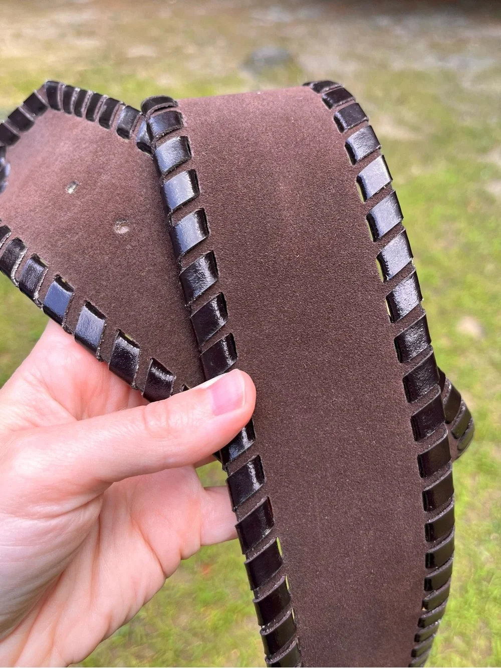 Nine West Genuine Leather Suede Chunky Brown Belt Gold Buckle Boho Festival Y2K